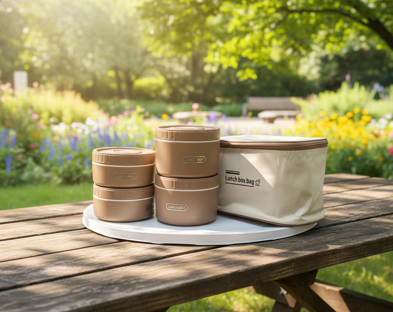 Round Lunch Box Set With Carry Bag - AEDKart UAE