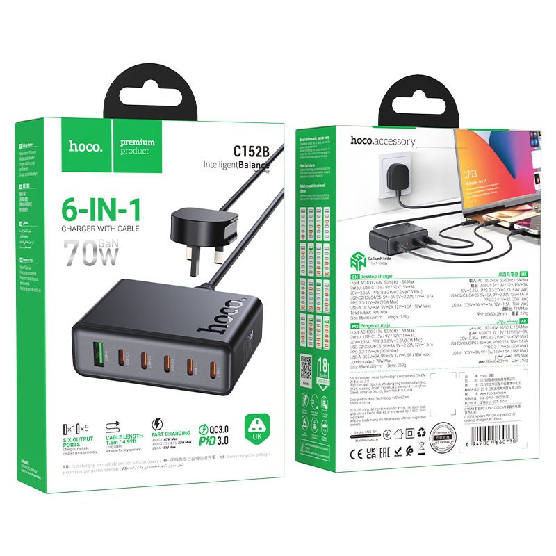 Hoco 6 In 1 Fast Charger - AEDKart UAE