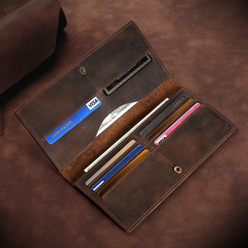 Horse Long Wallet Genuine Leather Hand Held Men S Card Holder - AEDKart UAE