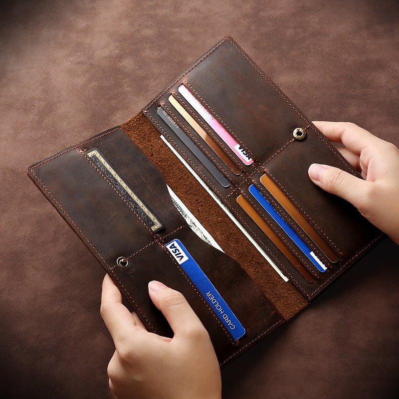 Horse Long Wallet Genuine Leather Hand-held Men's Card Holder
