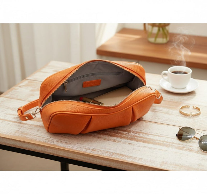 Pebbled Orange Crossbody Bag - AEDKart UAE
